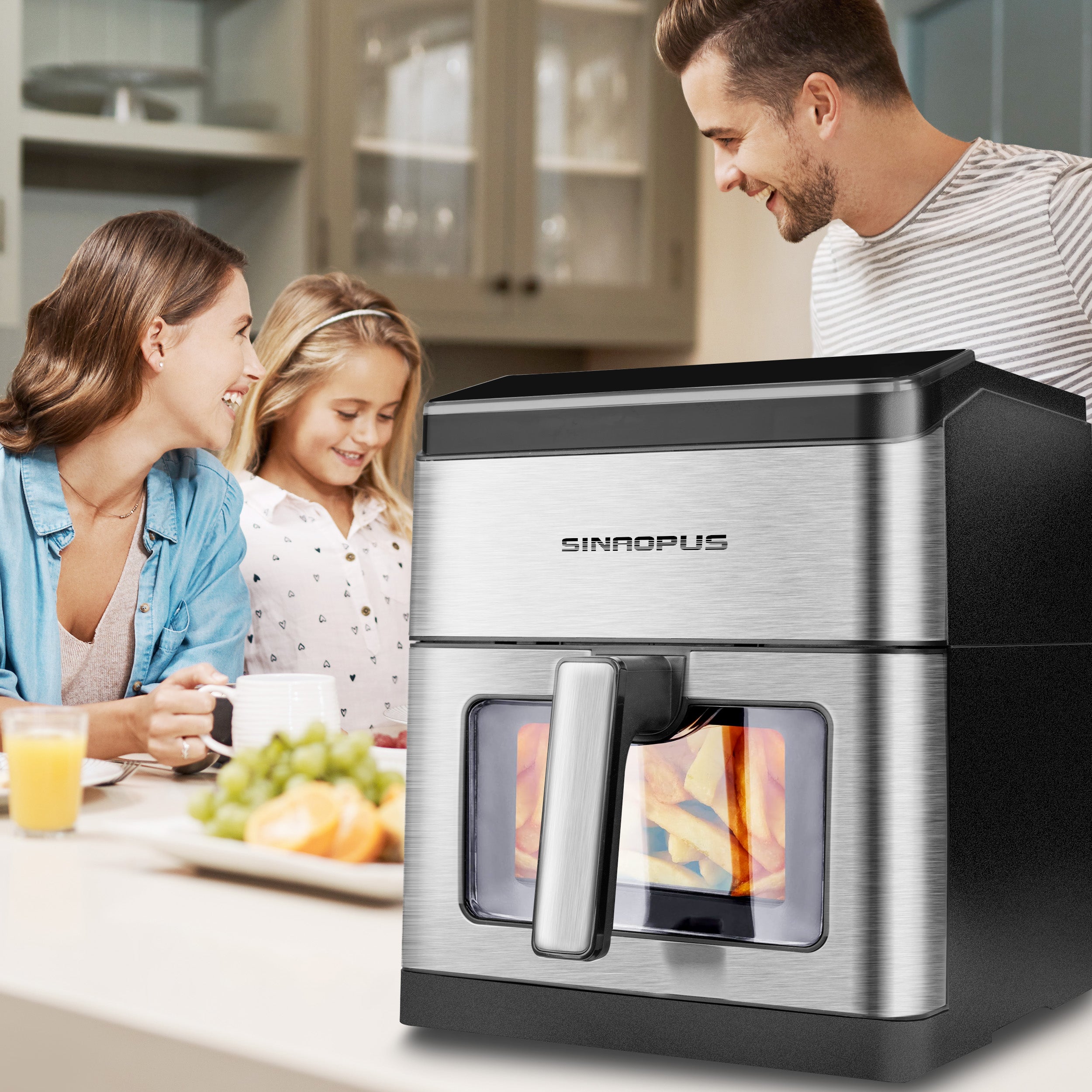 Heißluftfritteuse Kompakter Airfryer RA880 XXL, 12-in-1 Kochfunktionen Fritteuse 8 Liter mit Sichtfenster und Top-LED-Bildschirm, weniger Öl, einstellbare Zeit und Temperatur