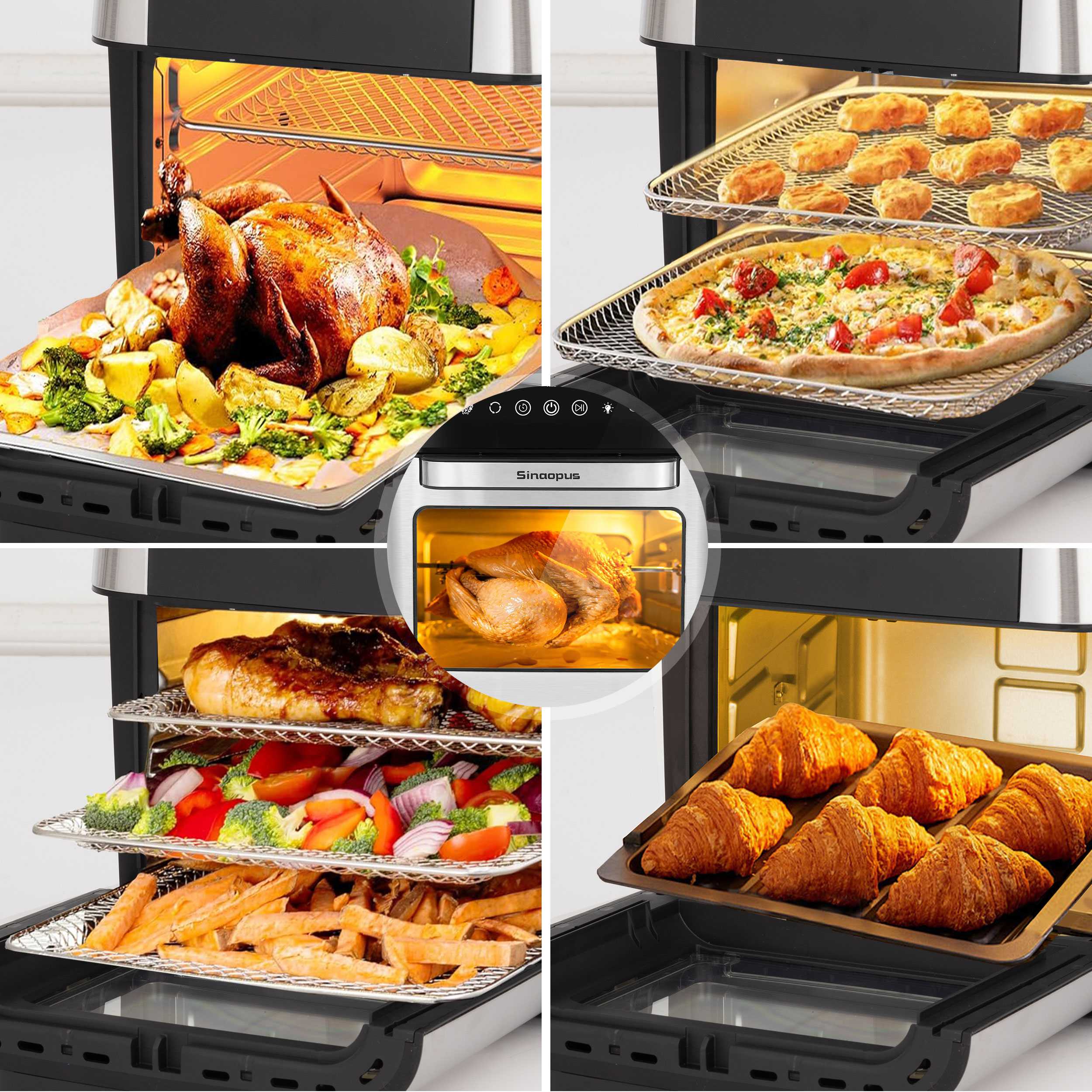 Minibackofen K-1280, Airfryer 12L, XXL Heißluftfritteuse für ganze Familien, Mini Backofen 2000,00 W, 12 Kochprogramme, Gesunde Friteuse ohne Öl